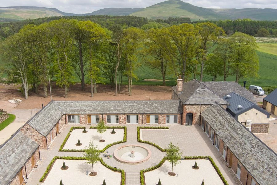 Catlin Estate Low Barn Aerial View