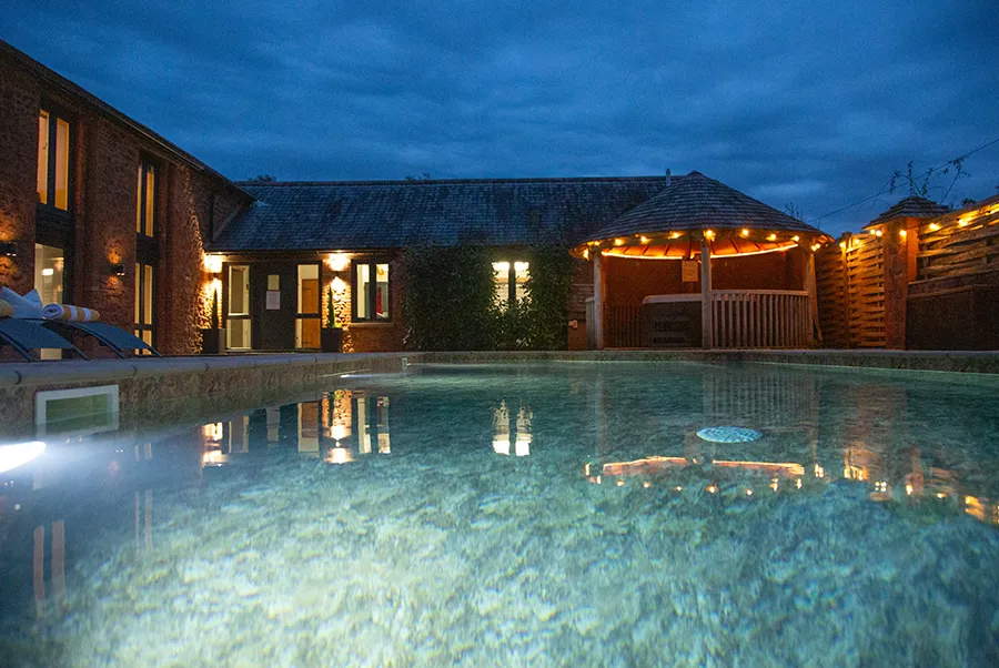 Brookmoor Barn Pool & Hot Tub At Night 2