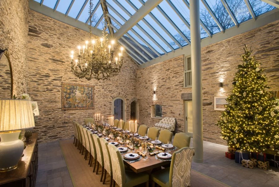 Pengarth Castle Atrium Dining Room At Xmas 3